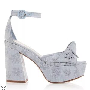 Alexandre Birman Clarita Embroidery Platform Sandals NWT Light Blue Size 40, 41